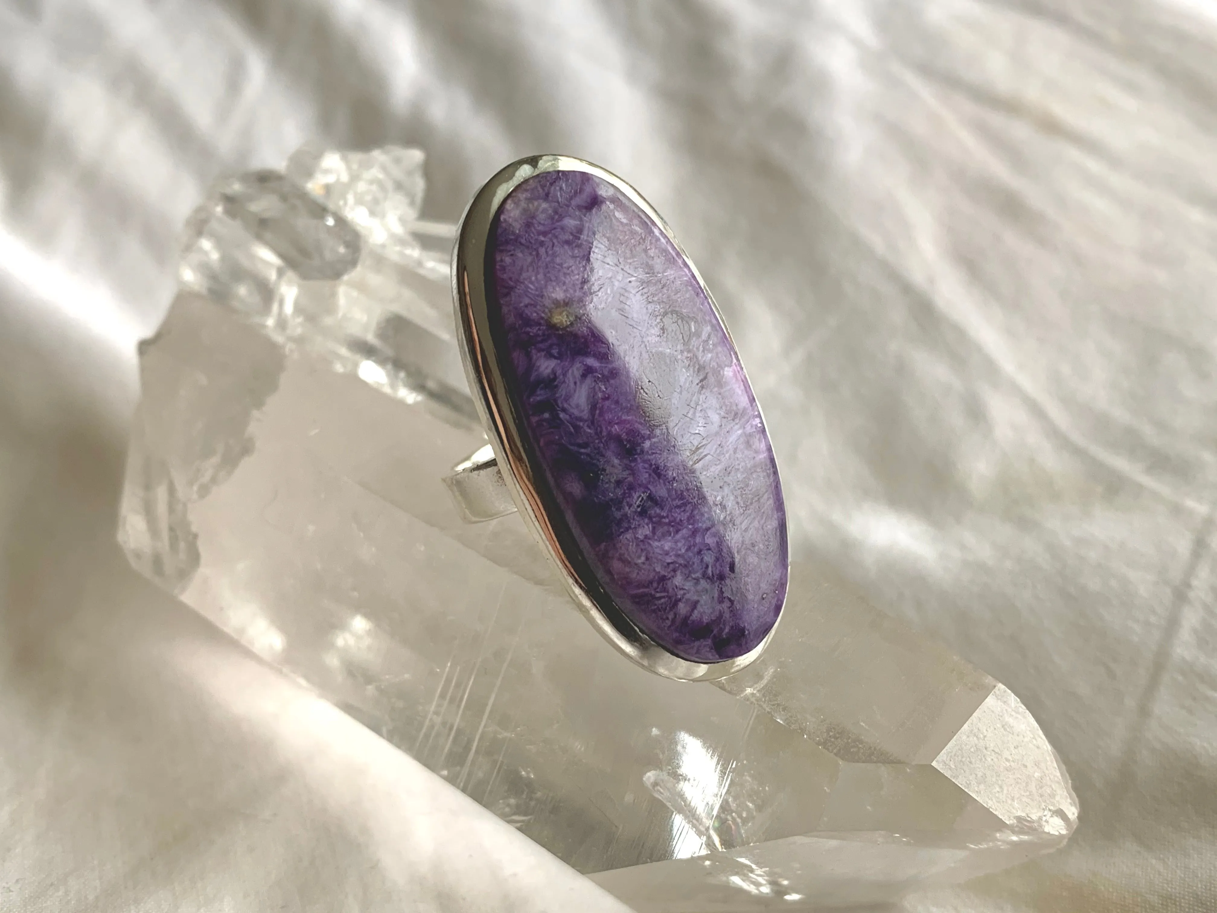 Charoite Naevia Ring - Long Oval (US 7 & 8.5)