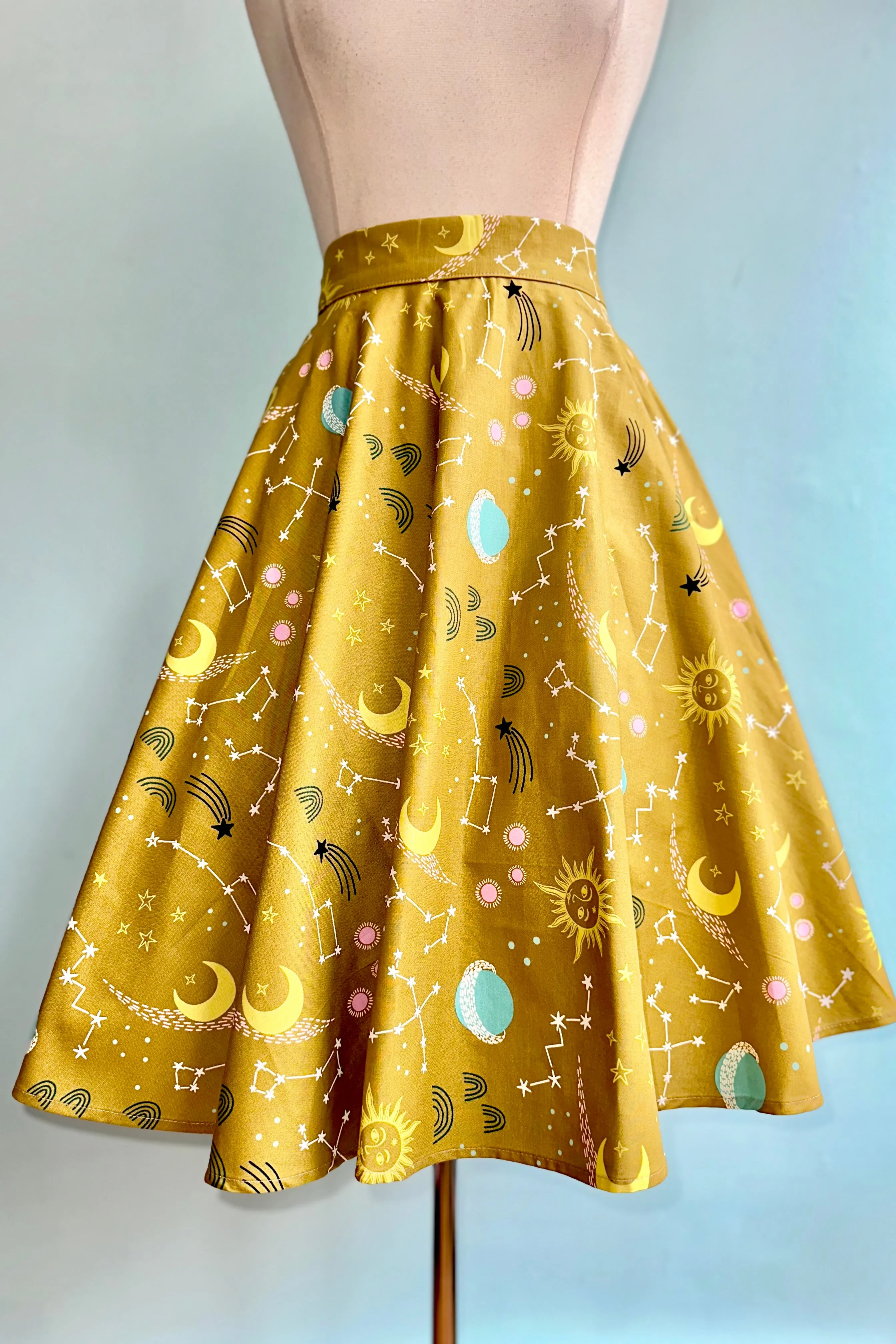 Chartreuse Constellations Circle Skirt by Heart of Haute