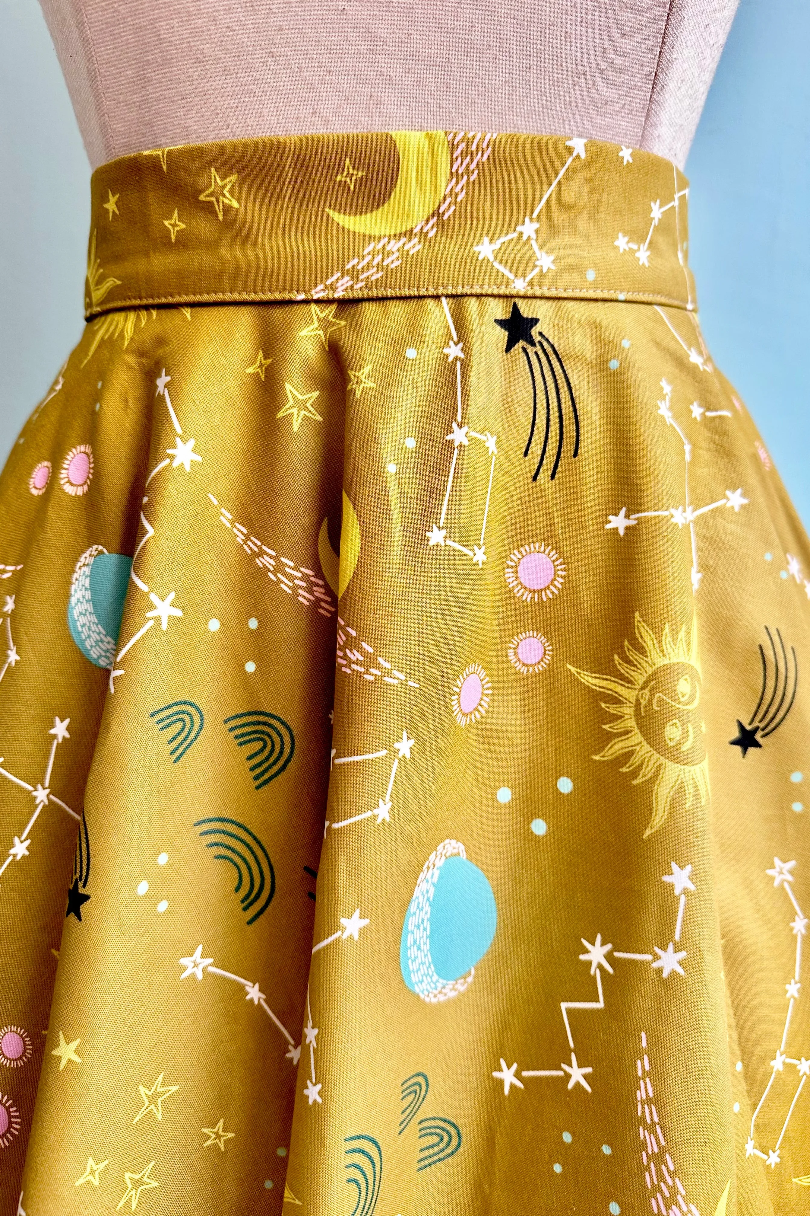 Chartreuse Constellations Circle Skirt by Heart of Haute