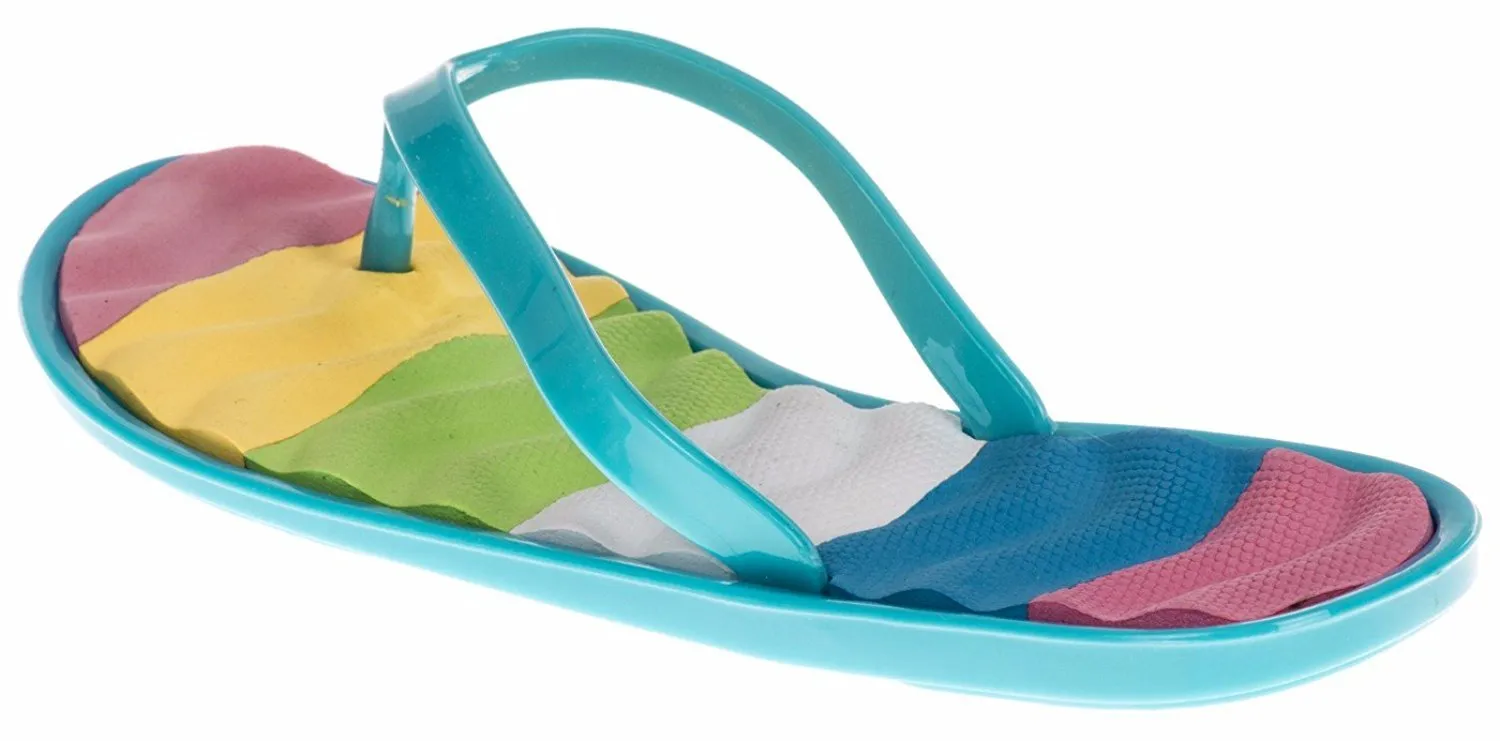 Chatties Girls Jelly Flip Flops - Turquoise, Size 3 / 4 (More Colors and Sizes Available)