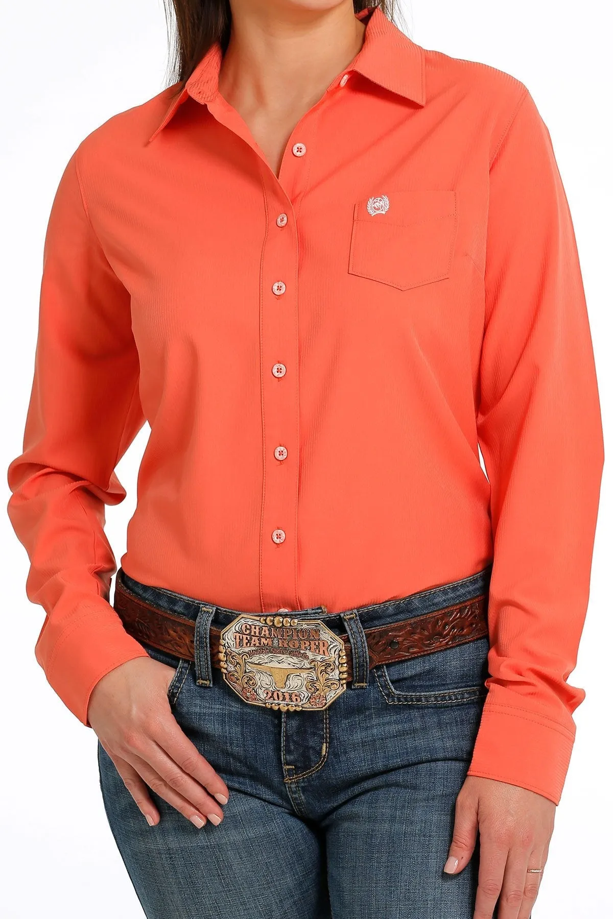 CINCH WOMENS ARENAFLEX BUTTON-DOWN WESTERN SHIRT CORRAL STYLE MSW9163010