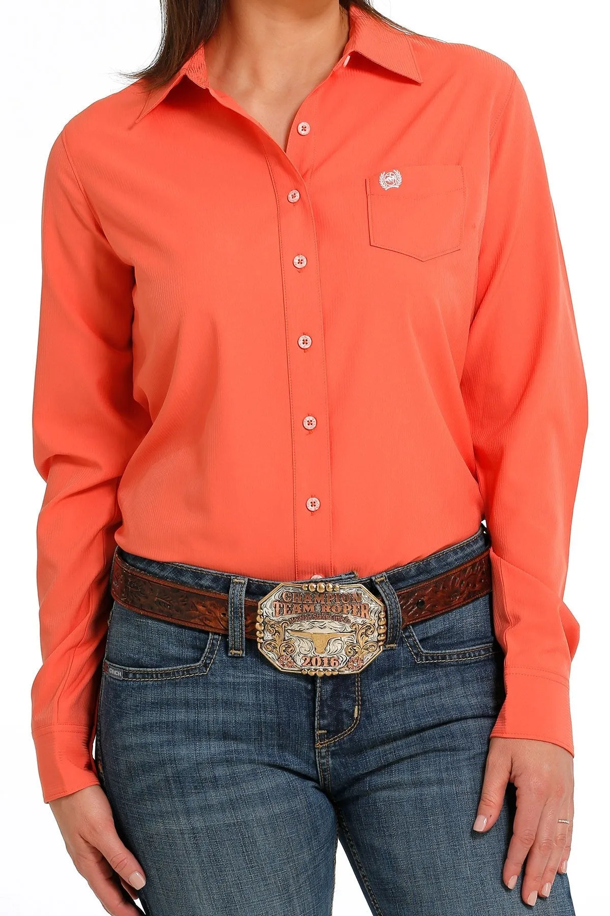 CINCH WOMENS ARENAFLEX BUTTON-DOWN WESTERN SHIRT CORRAL STYLE MSW9163010