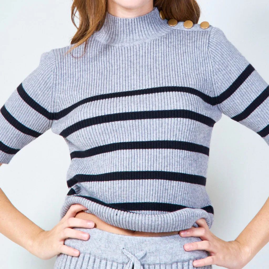 Classic ribbed short-sleeve sweater wholesale