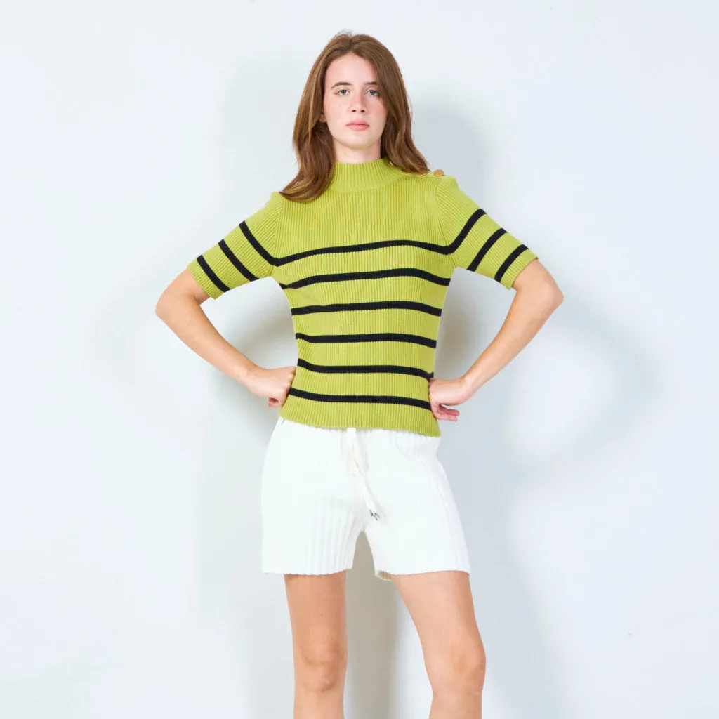 Classic ribbed short-sleeve sweater wholesale