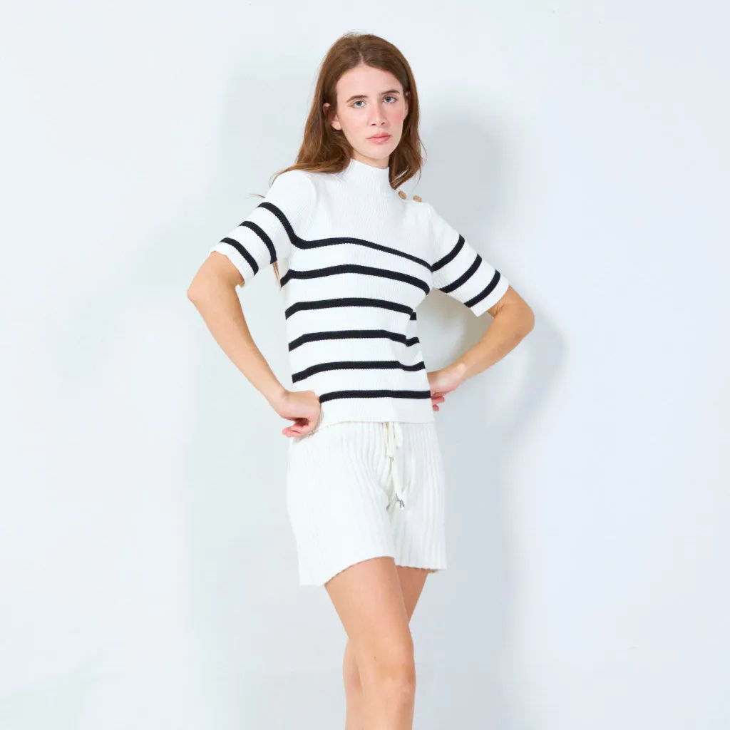 Classic ribbed short-sleeve sweater wholesale