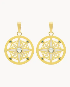 Compass Earring Pendants, Gold