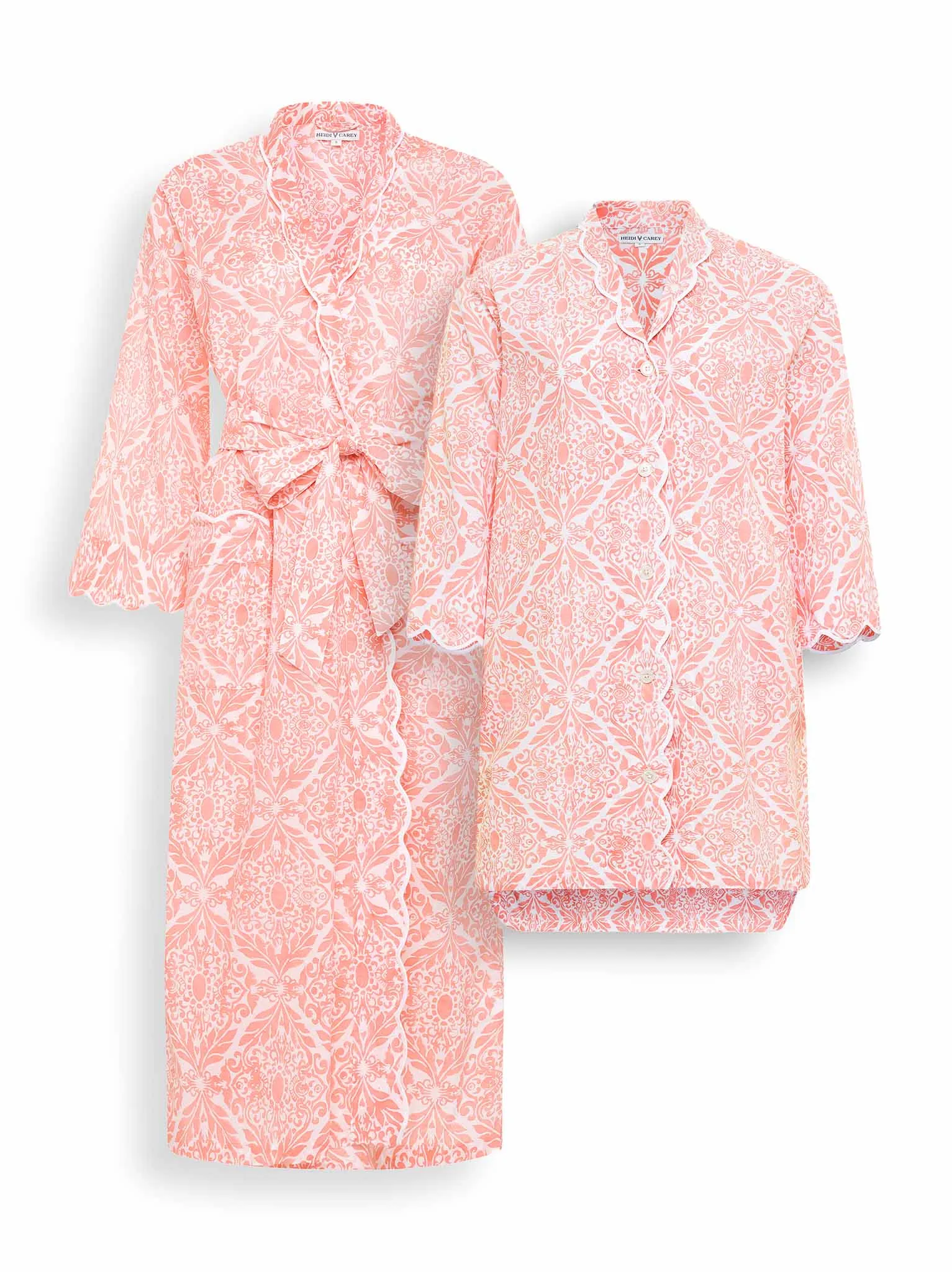 Coral Filigree Bundle: Kimono Robe   Nightshirt