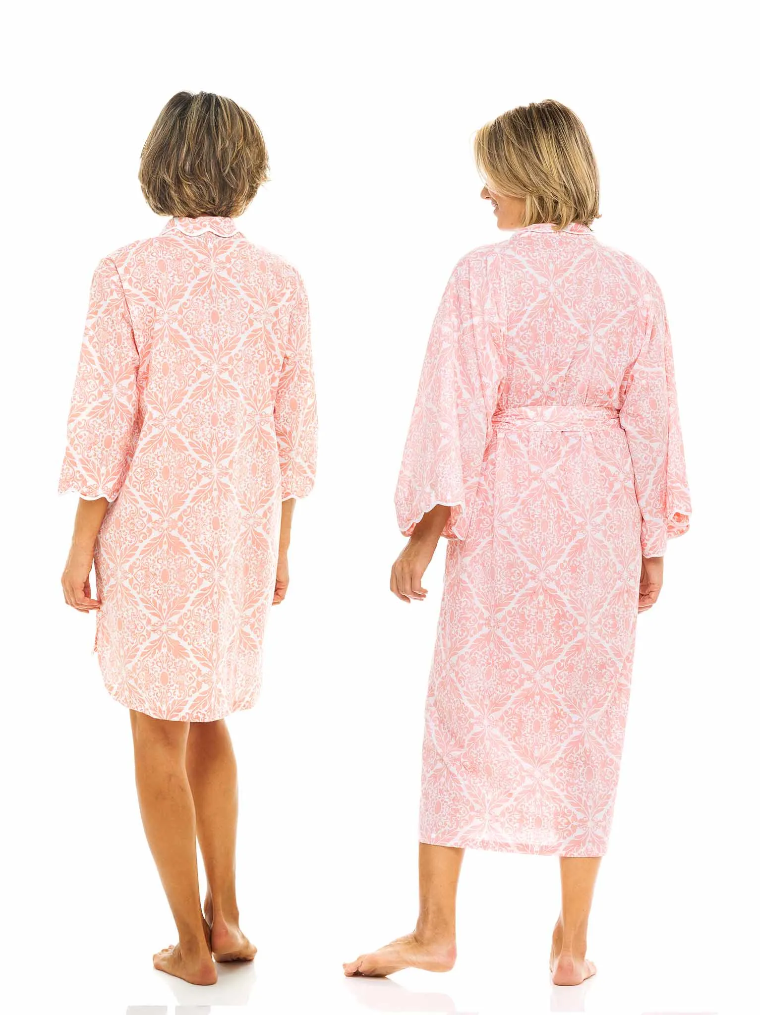 Coral Filigree Bundle: Kimono Robe   Nightshirt