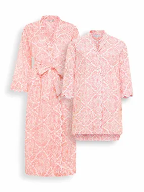 Coral Filigree Bundle: Kimono Robe   Nightshirt