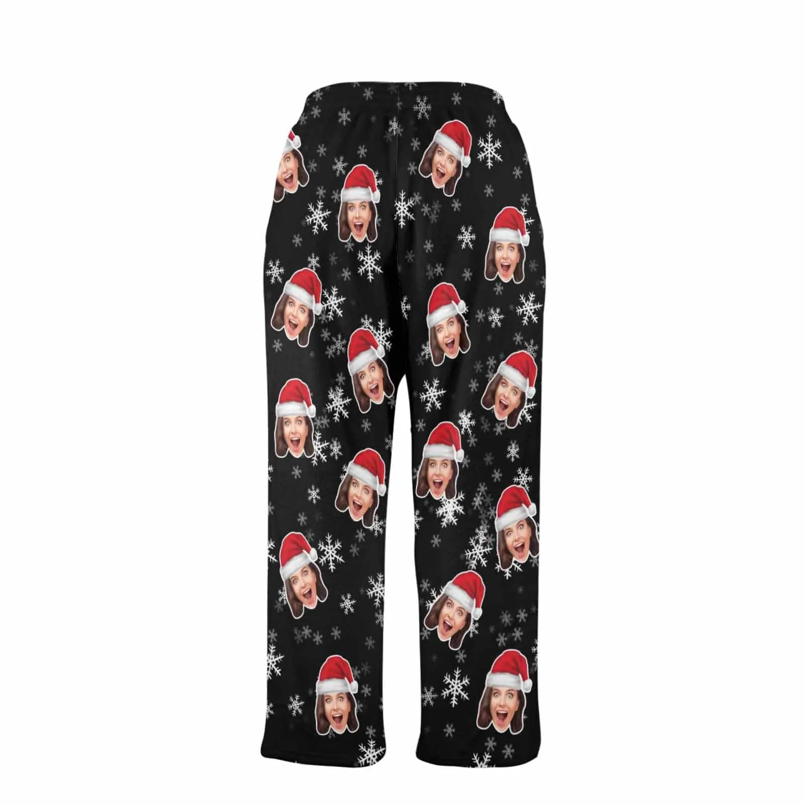 Coral Fleece Pajama Trousers-Custom Face Christmas Snowflake Warm and Comfortable Sleepwear Long Pajama Pants For Men Women