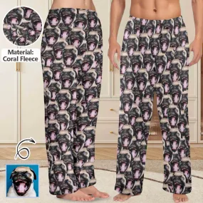 Coral Fleece Pajama Trousers-Custom Face Pet Dog Seamless Warm and Comfortable Sleepwear Long Pajama Pants For Men Women