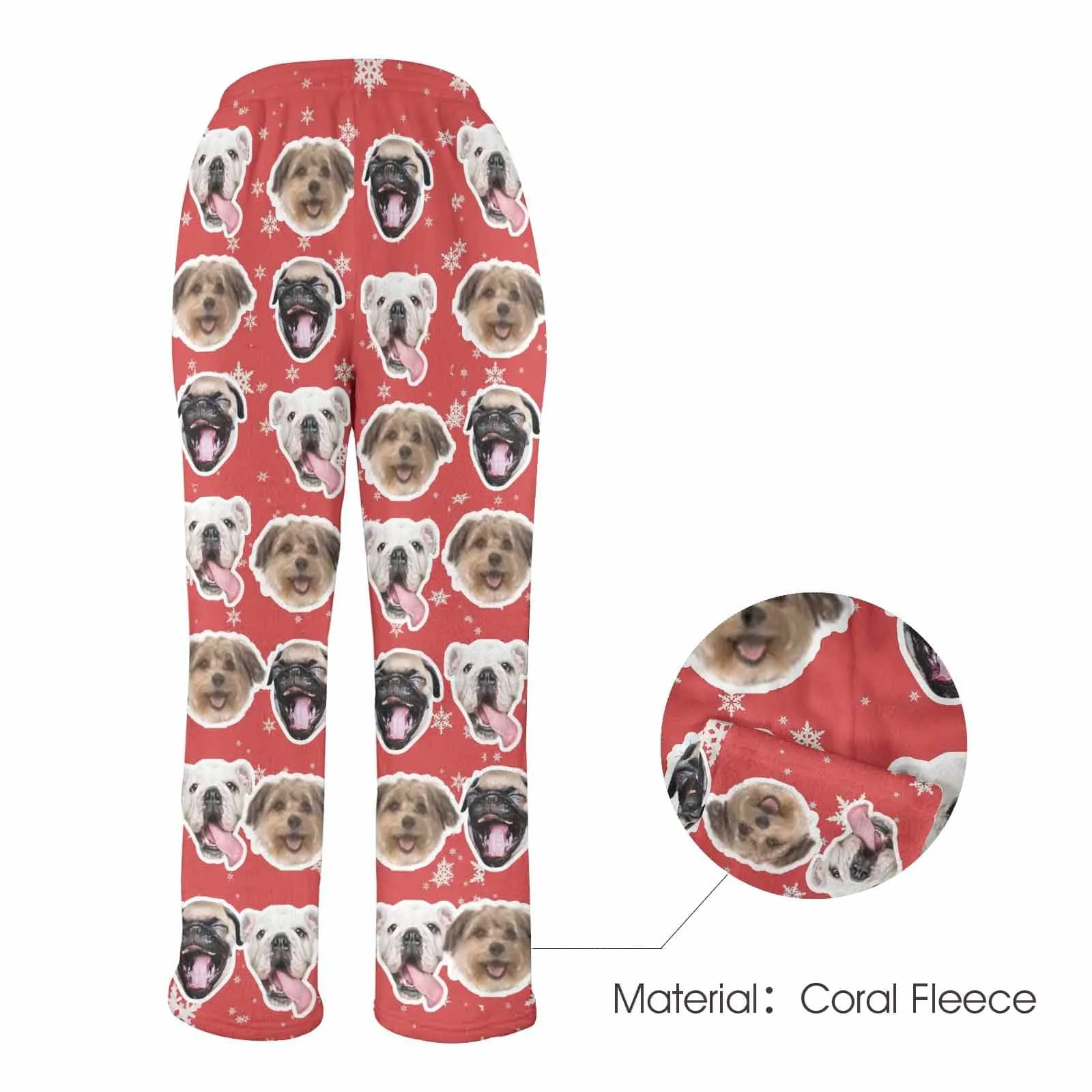 Coral Fleece Pajama Trousers-Custom Face Snowflake Warm and Comfortable Sleepwear Long Pajama Pants For Men Women