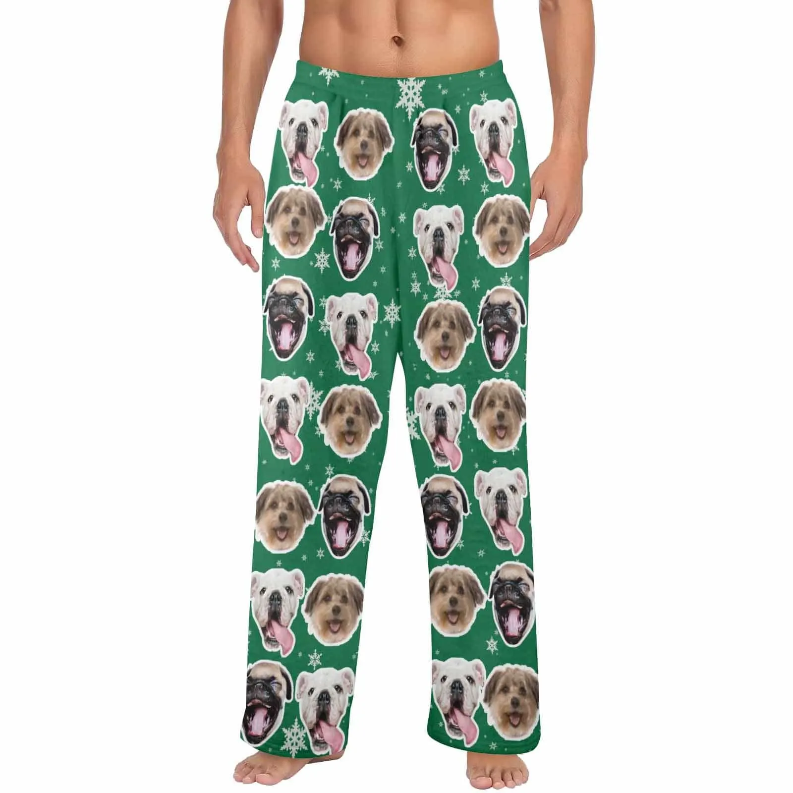 Coral Fleece Pajama Trousers-Custom Face Snowflake Warm and Comfortable Sleepwear Long Pajama Pants For Men Women