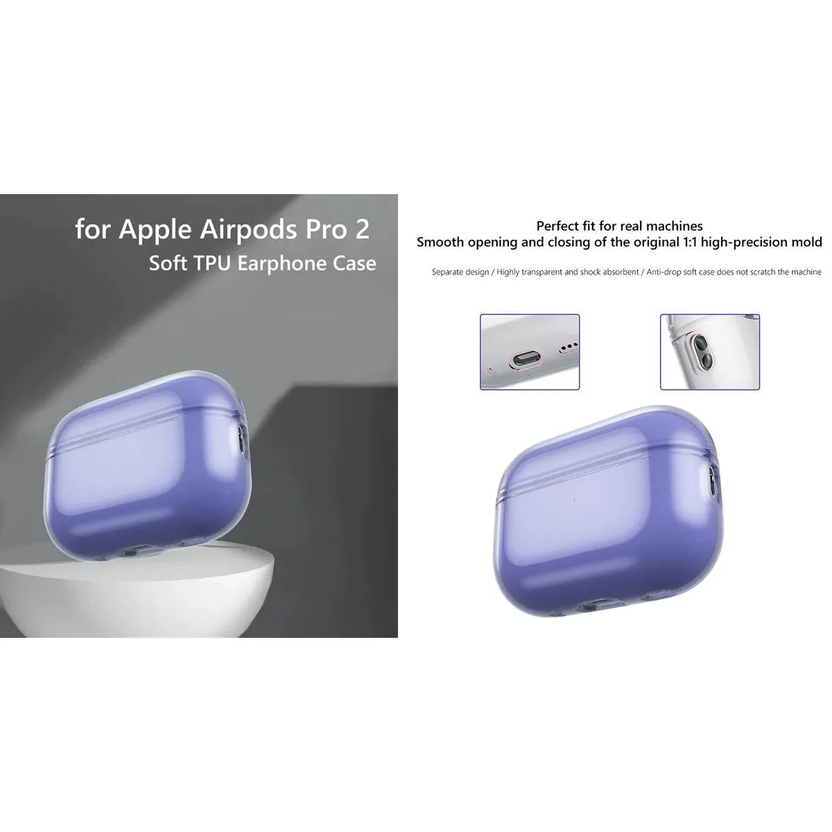 COTECi Crystal Transparent Protective Case for AirPod Pro 2