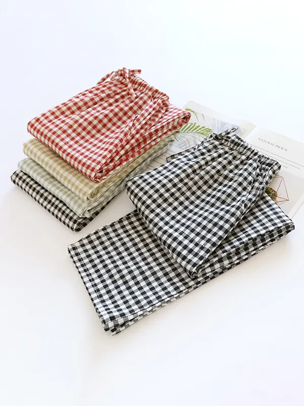 Cotton Check Printed Couple Pajama Pants