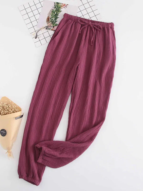 Cotton Elastic Cuff Couple Long Pants