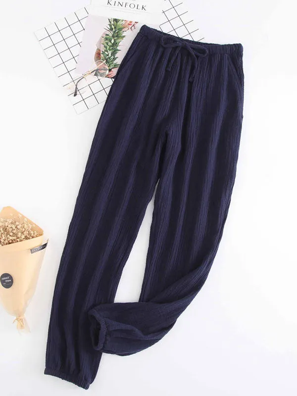 Cotton Elastic Cuff Couple Long Pants