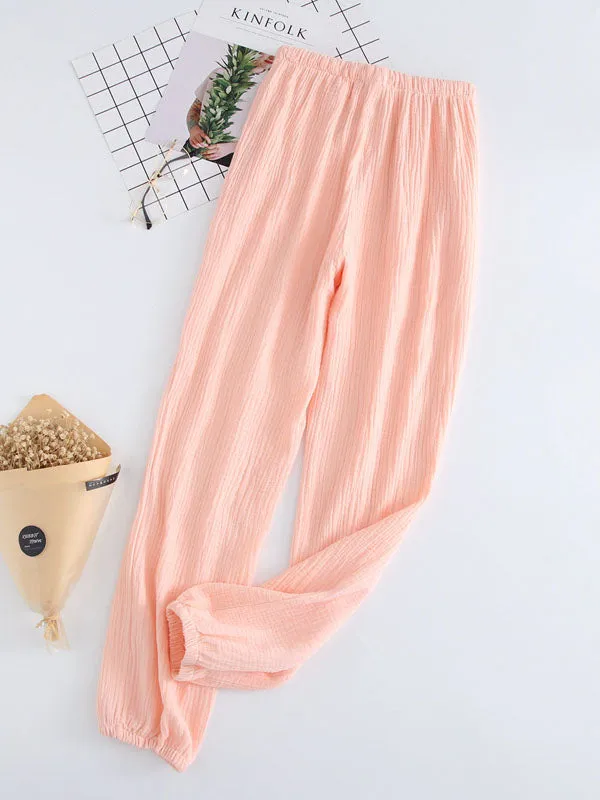 Cotton Elastic Cuff Couple Long Pants