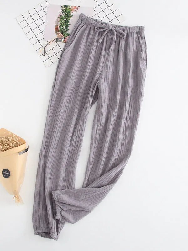 Cotton Elastic Cuff Couple Long Pants