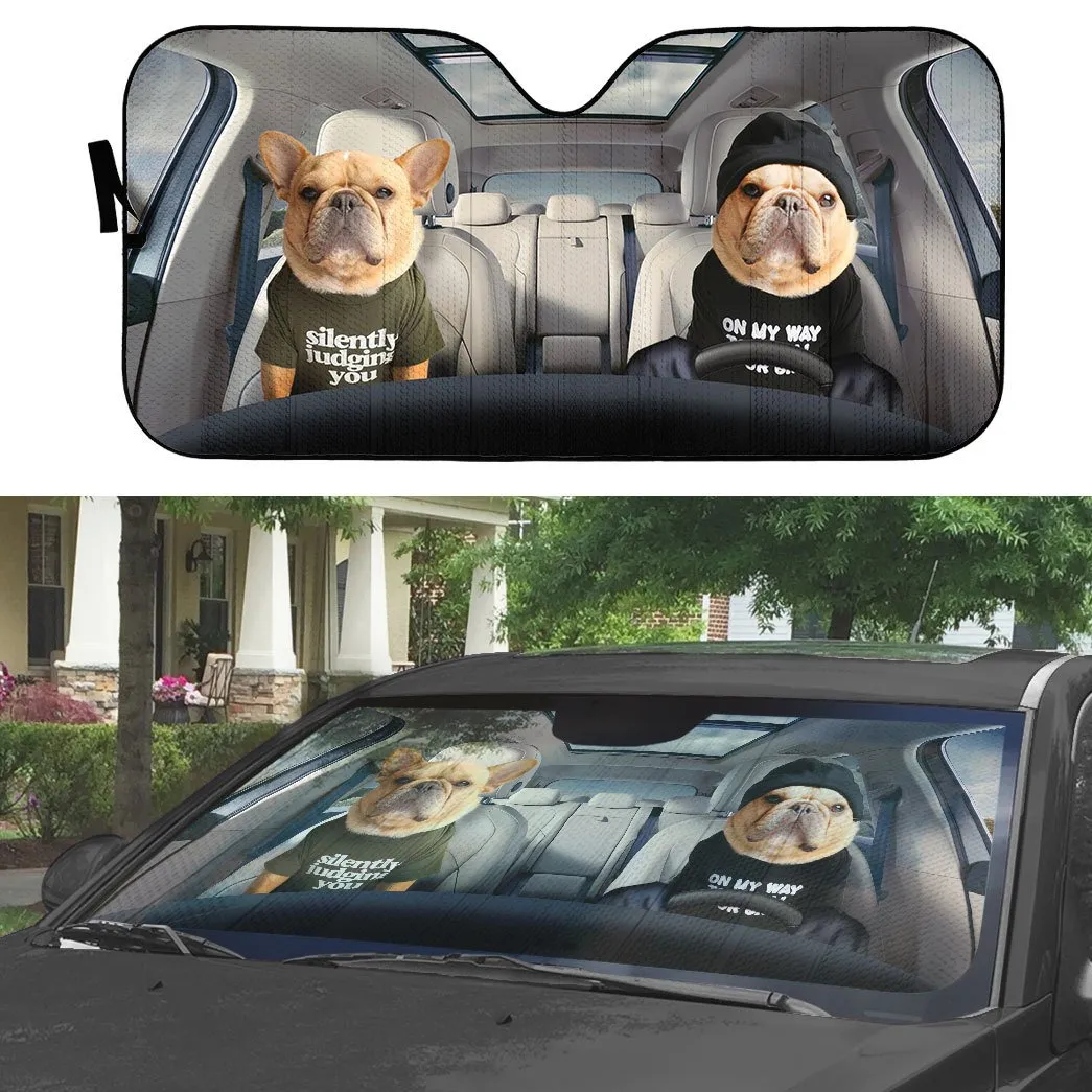 Couple Bulldogs Custom Car Auto Sunshade