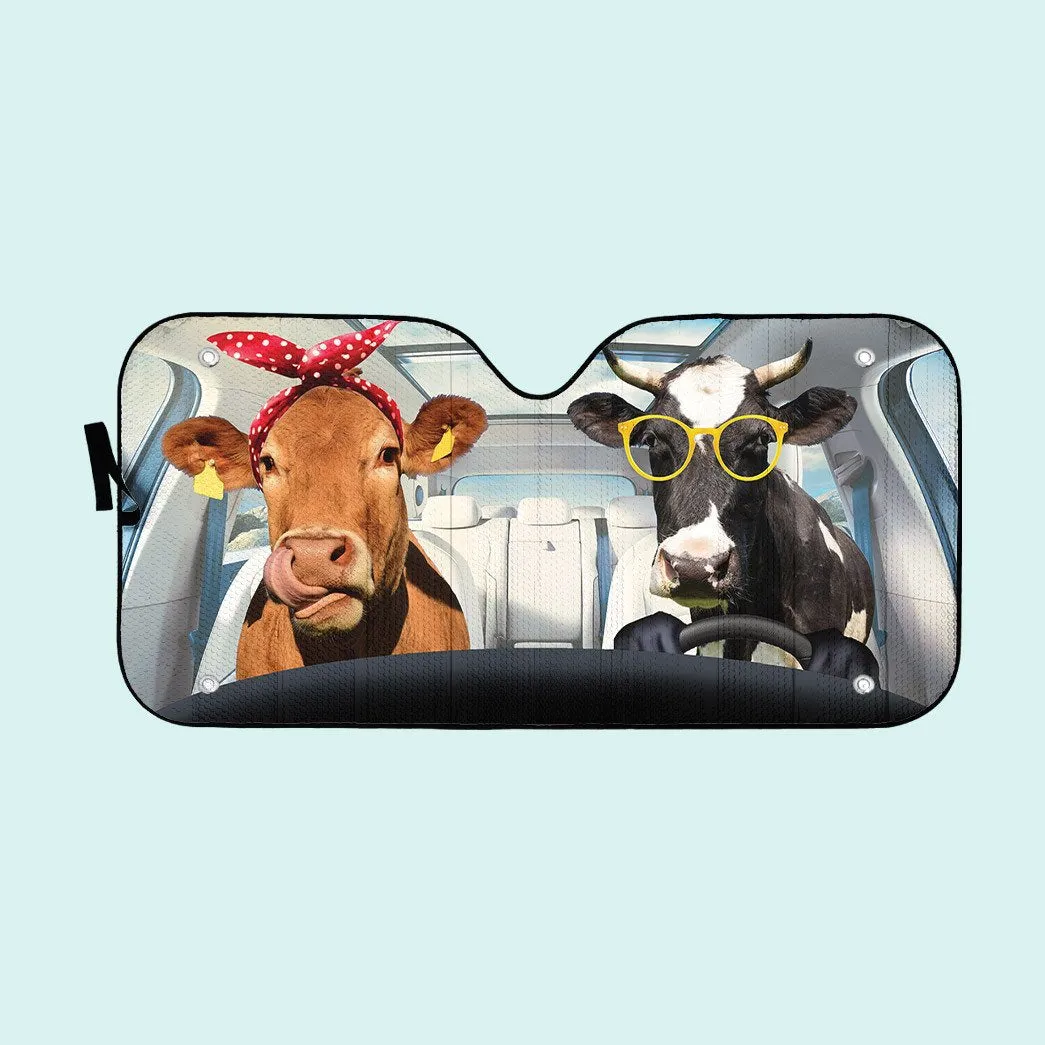 Cow Couple Car Auto Sunshade