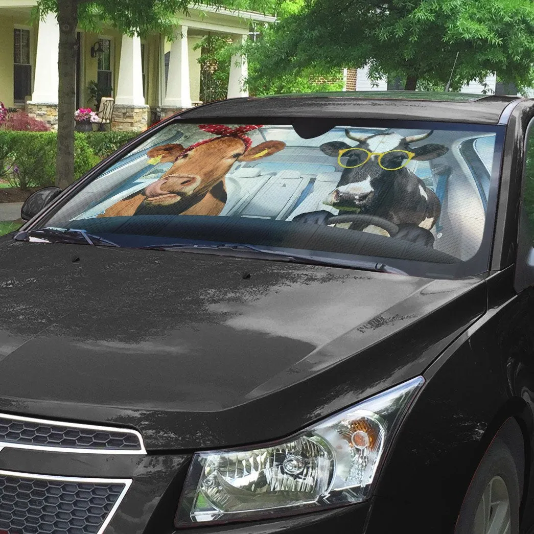 Cow Couple Car Auto Sunshade