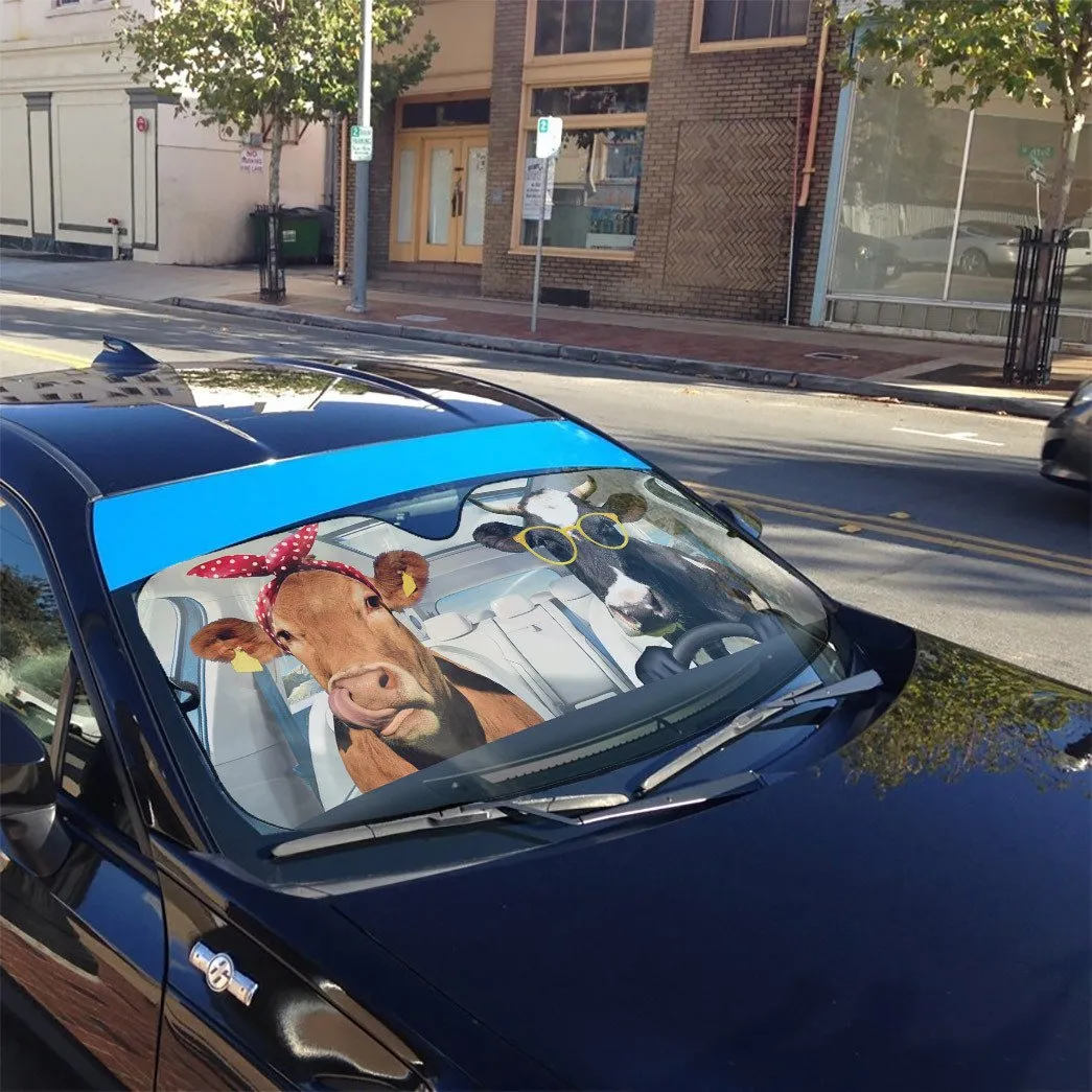 Cow Couple Car Auto Sunshade