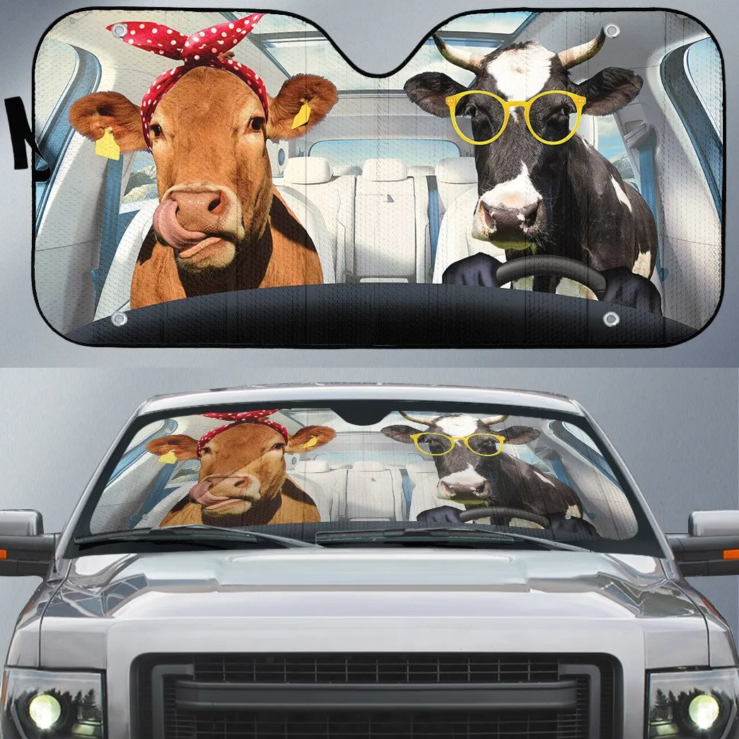 Cow Couple Car Auto Sunshade