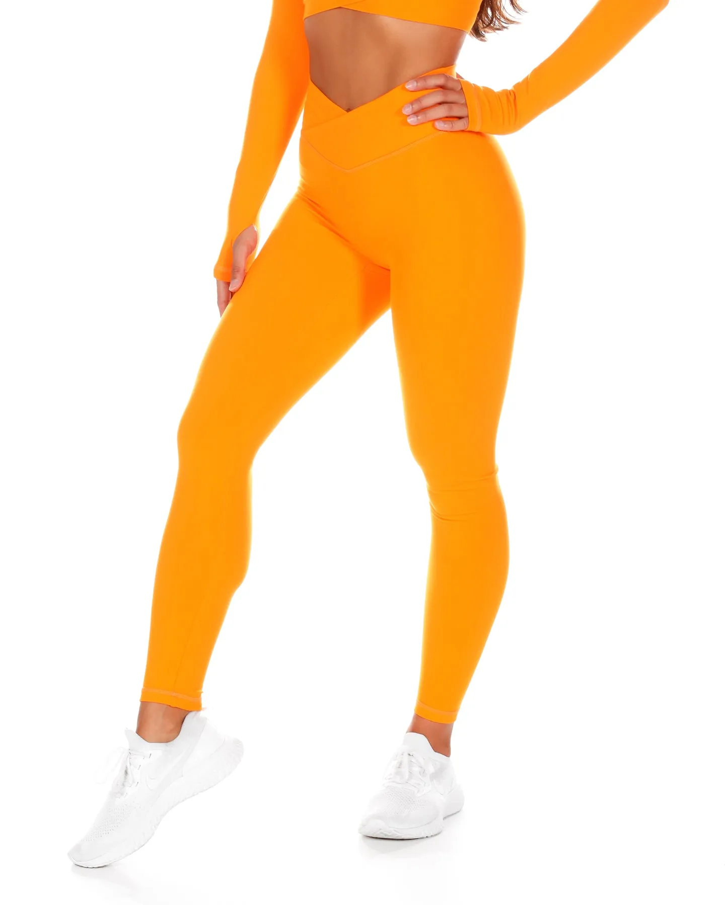 Cross Over Leggings - Bright Orange