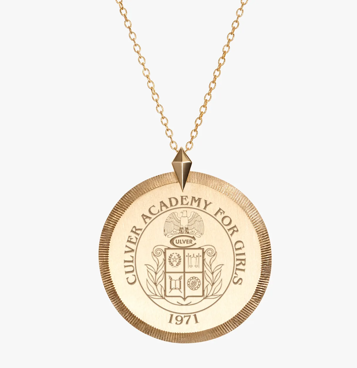 Culver Academy for Girls Crest Florentine Necklace - Cavan Gold - Without 50th Logo