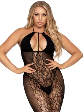 Curves Ahead Lace & Opaque Bodystocking