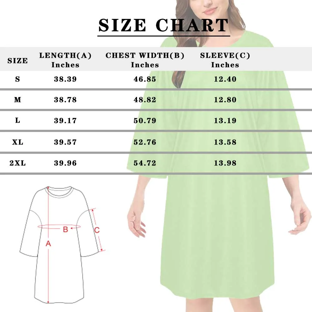 Custom Big Face Pajamas Women's Oversized Sleep Tee Personalized Women's Loose Nightshirt Sleepwear