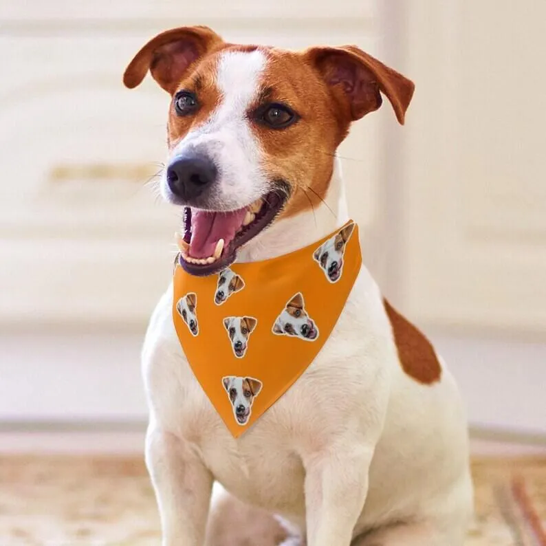 Custom Cat Dog Face Solid Color Pajama Pants and Pet Dog Bandana