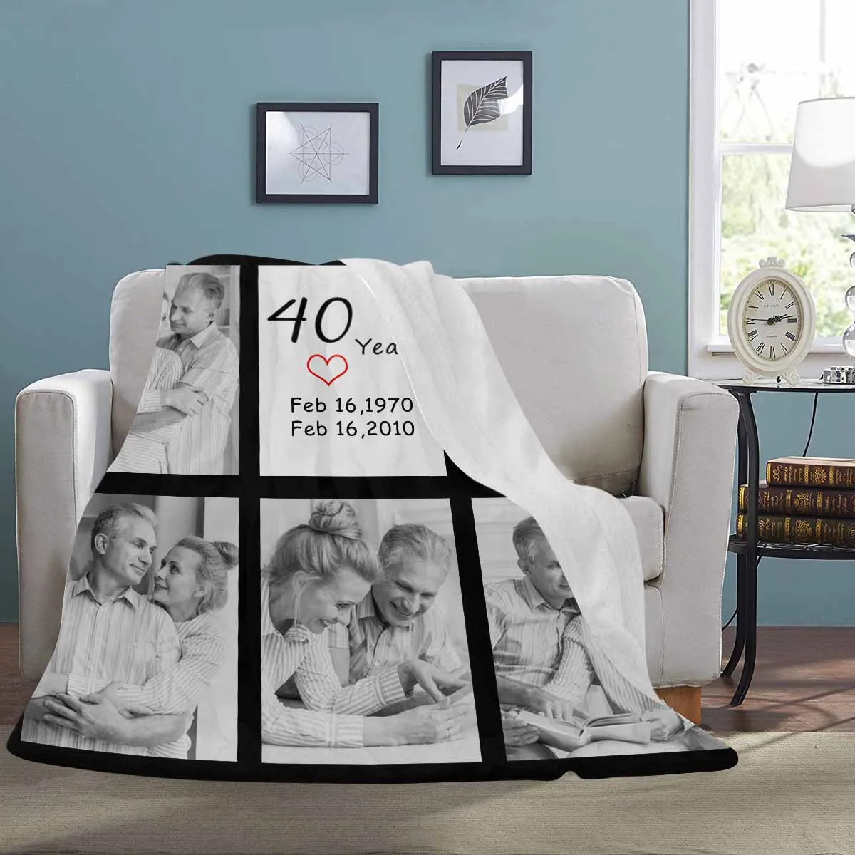 Custom Couple Blanket with Photo Wedding Anniversary Valentine's Day Presents