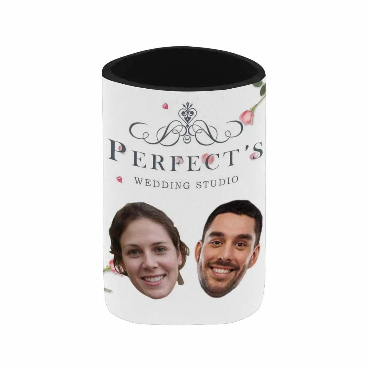 Custom Couple Face Flower Can Cooler Wedding Koozies Personalized Can Cooler DIY Cooler for Parties Weddings Events