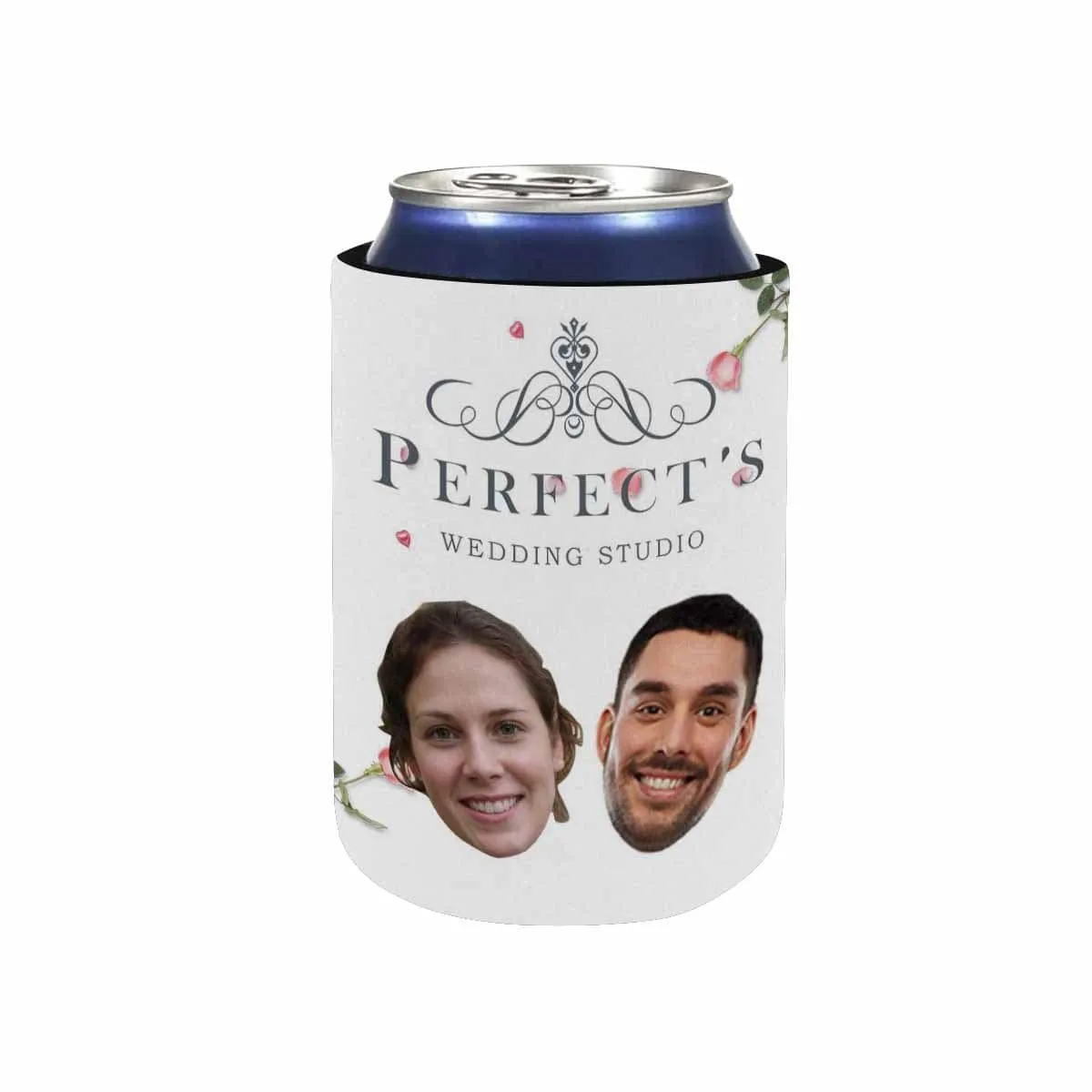 Custom Couple Face Flower Can Cooler Wedding Koozies Personalized Can Cooler DIY Cooler for Parties Weddings Events