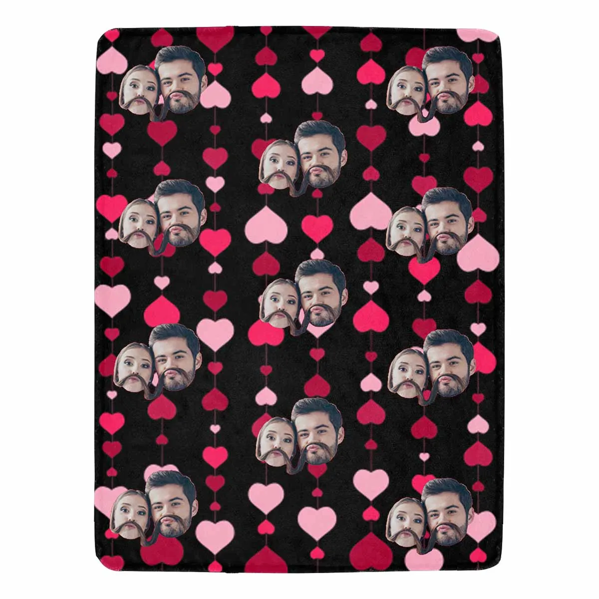 Custom Couple Face Love Heart Ultra-Soft Micro Fleece Blanket