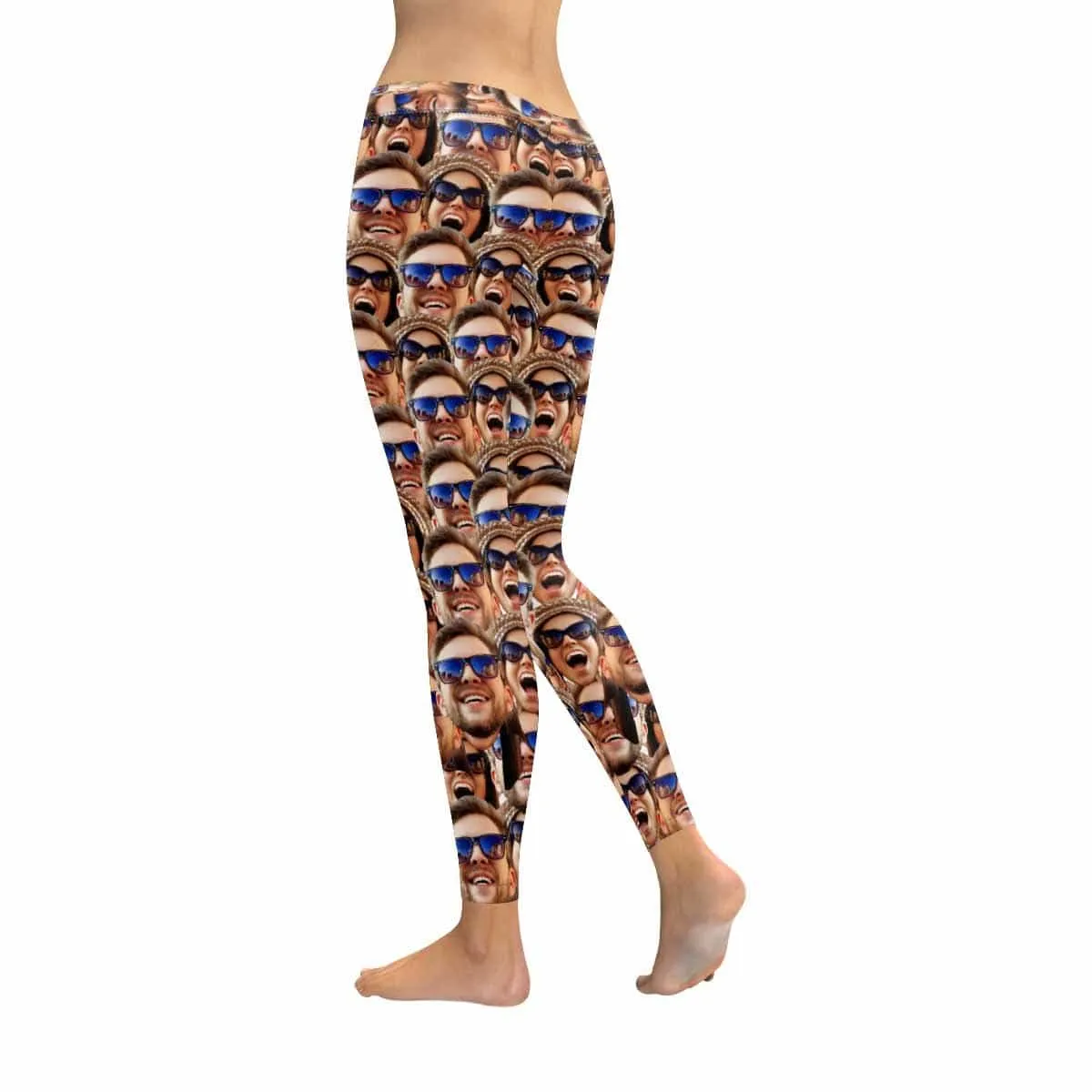 Custom Couple Face Low Rise Leggings Custom Printed Leggings