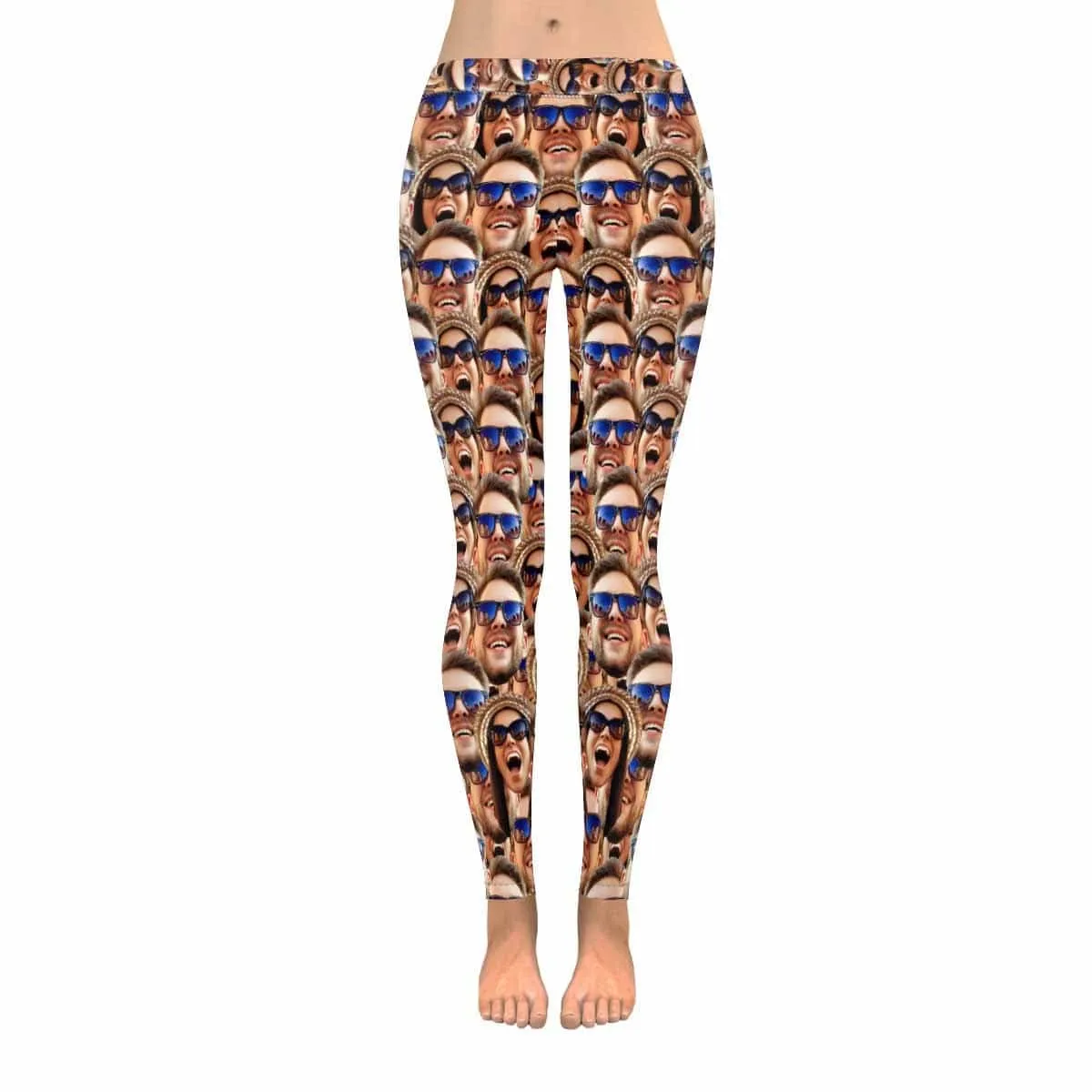 Custom Couple Face Low Rise Leggings Custom Printed Leggings