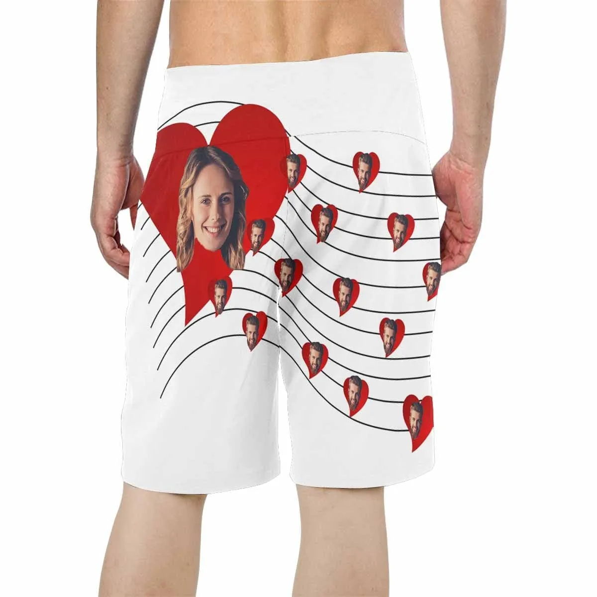 Custom Couple Face Men's Beach Shorts