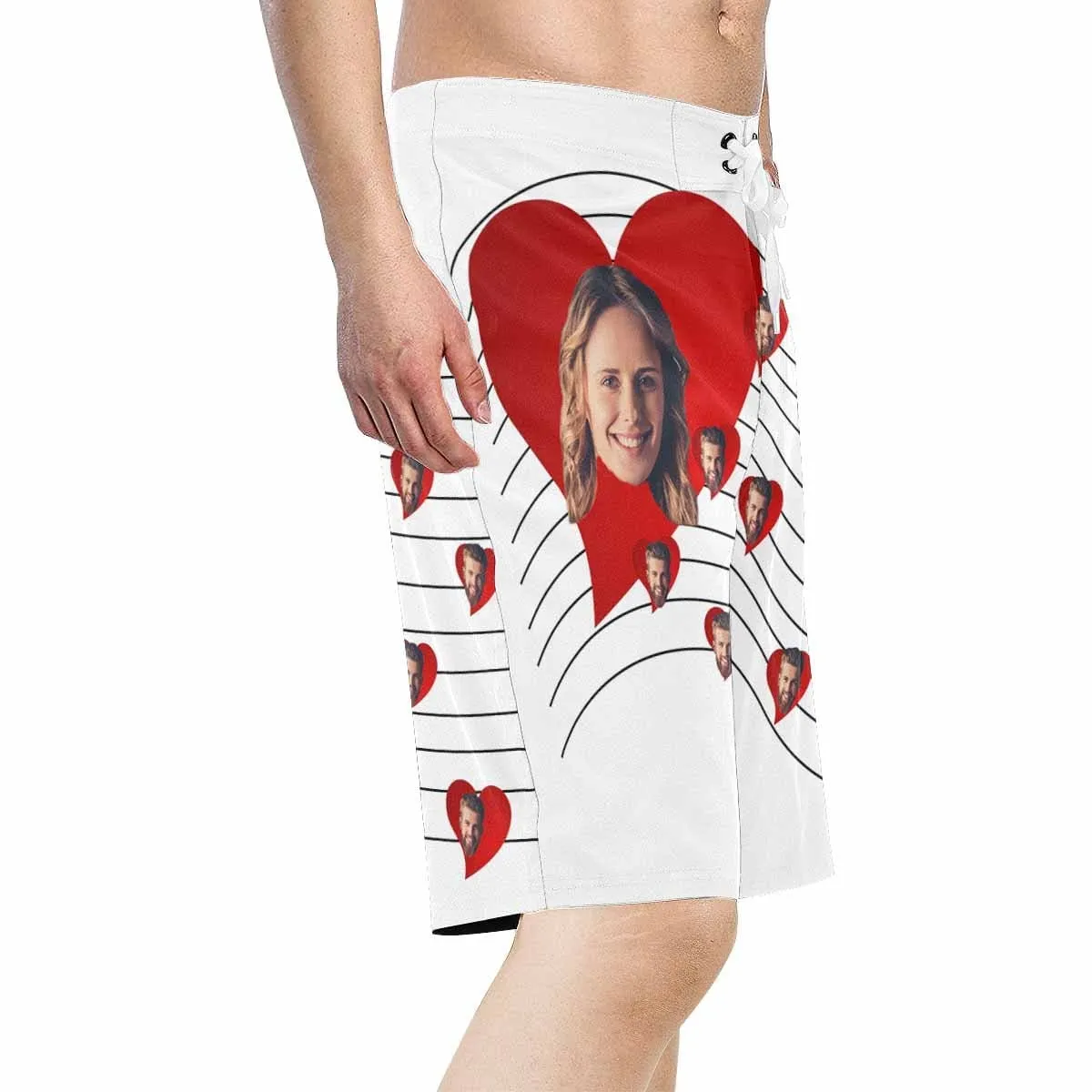 Custom Couple Face Men's Beach Shorts