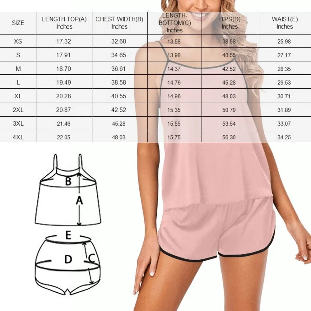 Custom Couple Face Pajamas Red Lips Sleepwear Personalized Women's Sexy Cami Pajamas Set