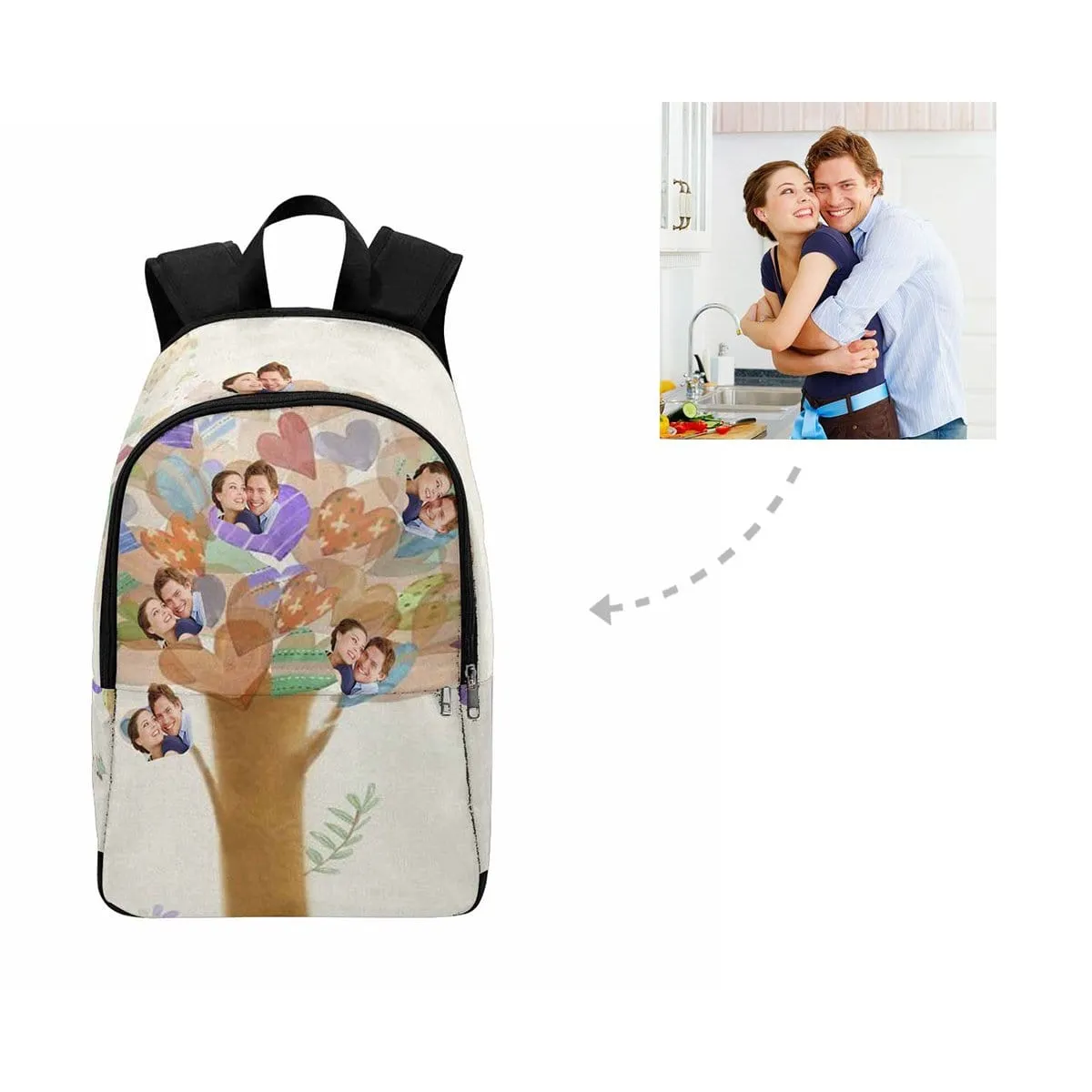 Custom Couple Face Tree of Love Heart Backpack