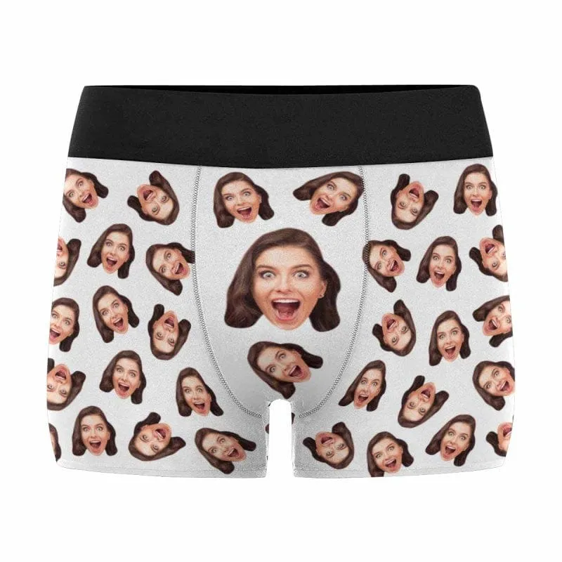 Custom Couple Matching Lingerie Briefs with All Funny Face Personalized Photo Underwear For Couple Valentine's Day Gift