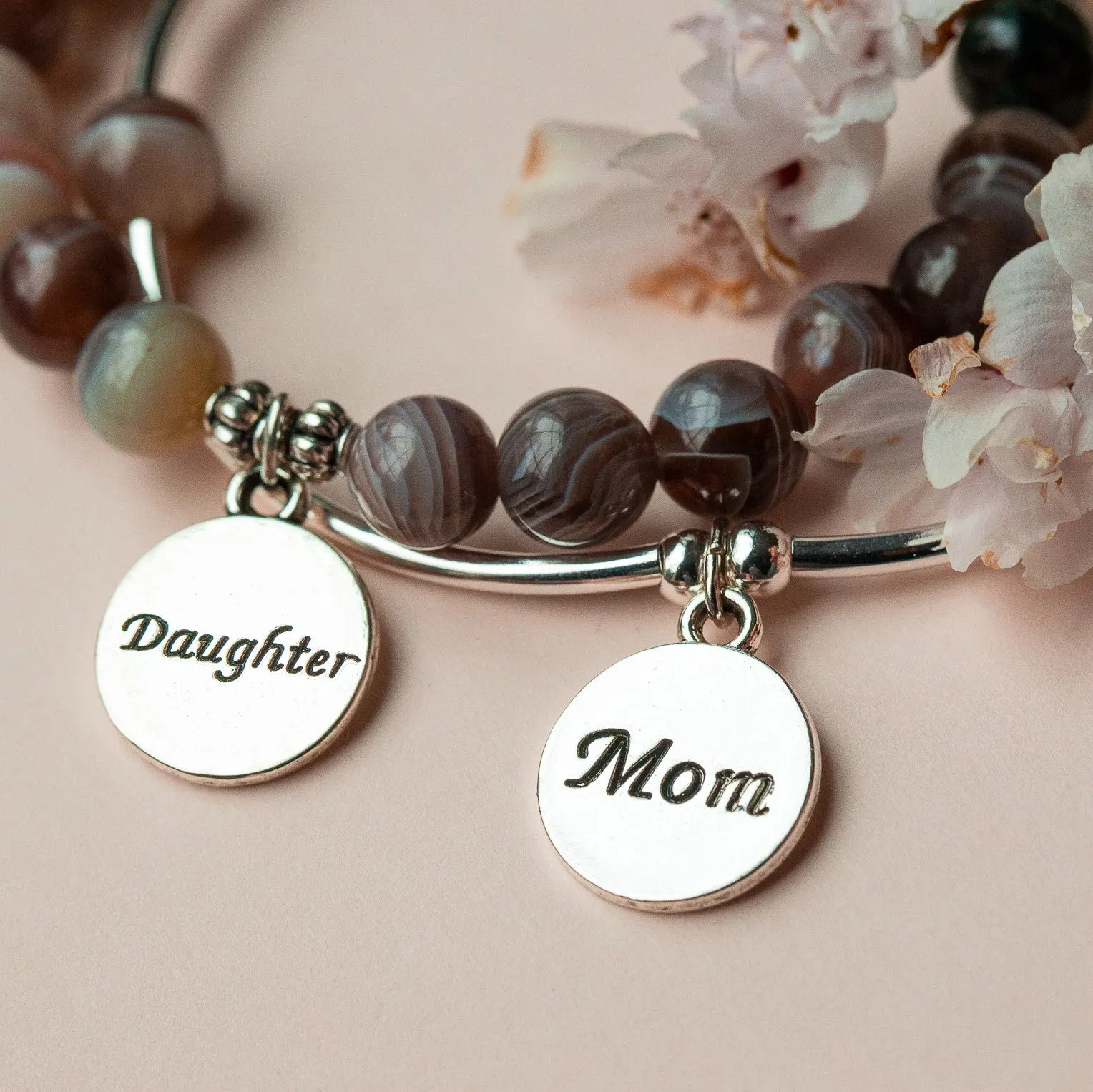 Daughter | Soft Bangle Charm Bracelet | Howlite