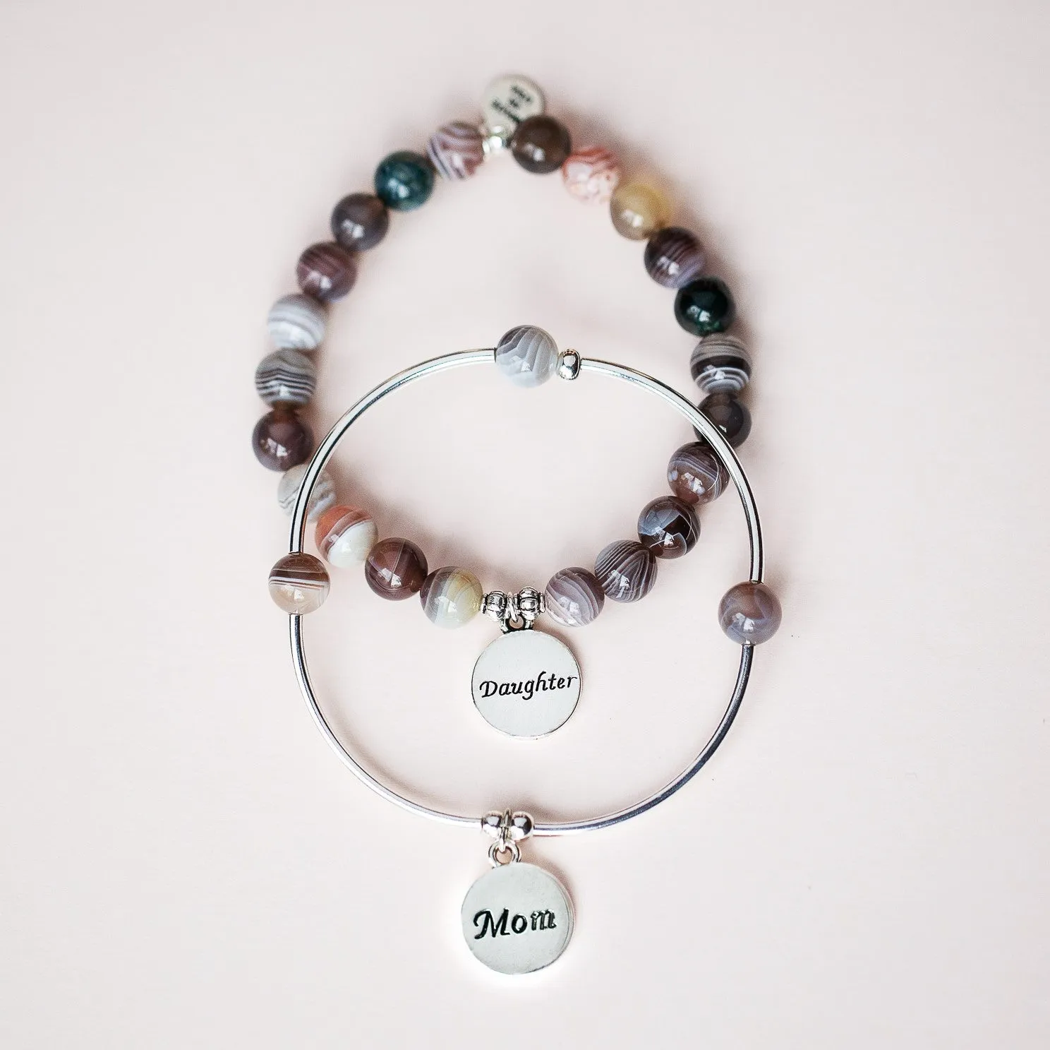 Daughter | Soft Bangle Charm Bracelet | Howlite