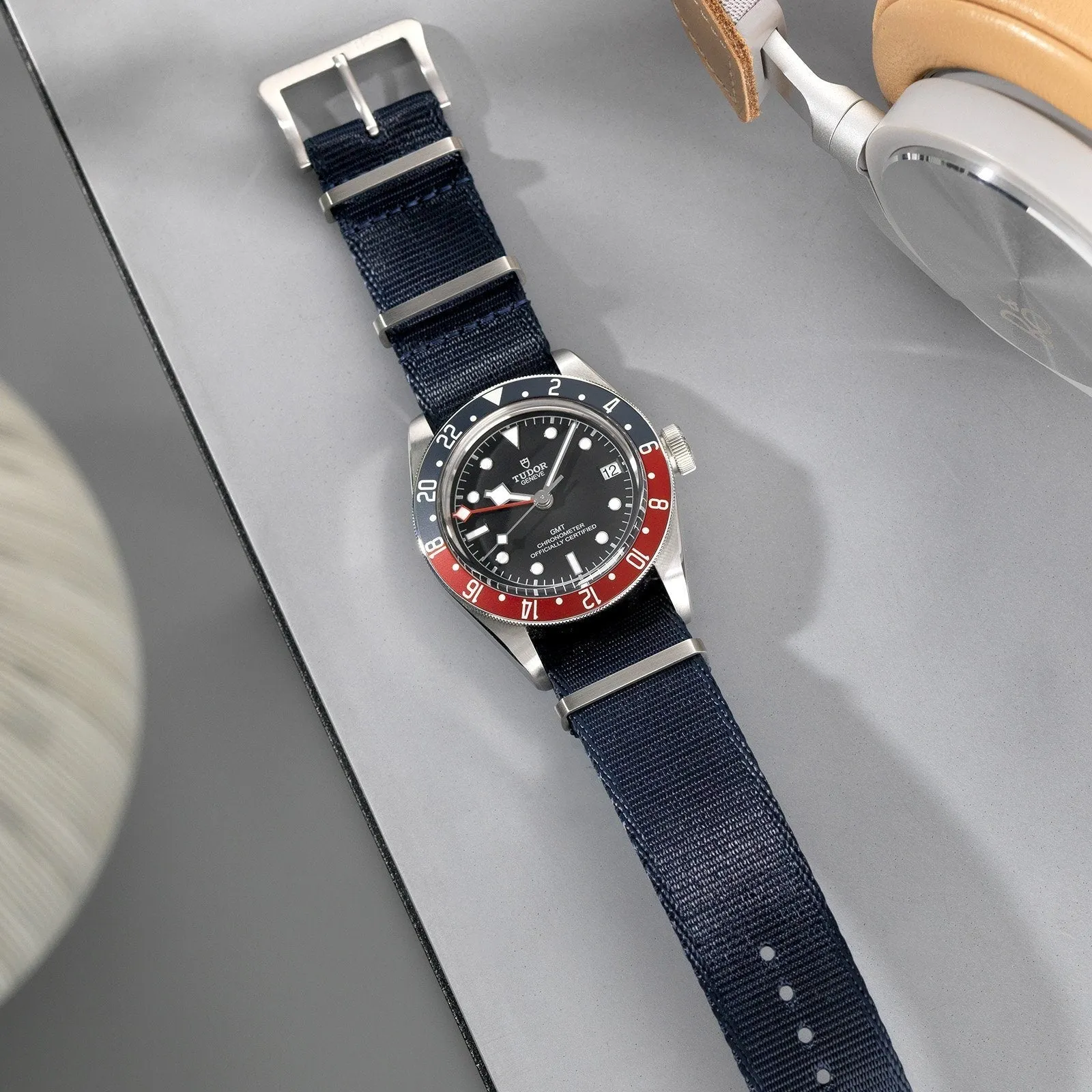 Deluxe Nylon Single Pass Watch Strap Navy Blue