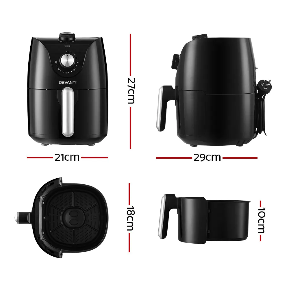 Devanti Air Fryer 2.5L Knob Fryers