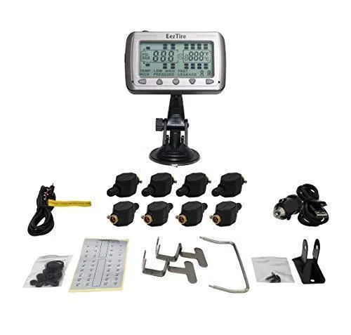 EEZTire-TPMS Real Time/24x7 Tire Pressure Monitoring System (TPMS8FT) - 8 Flow-Through Sensors, incl. 3-Year Warranty