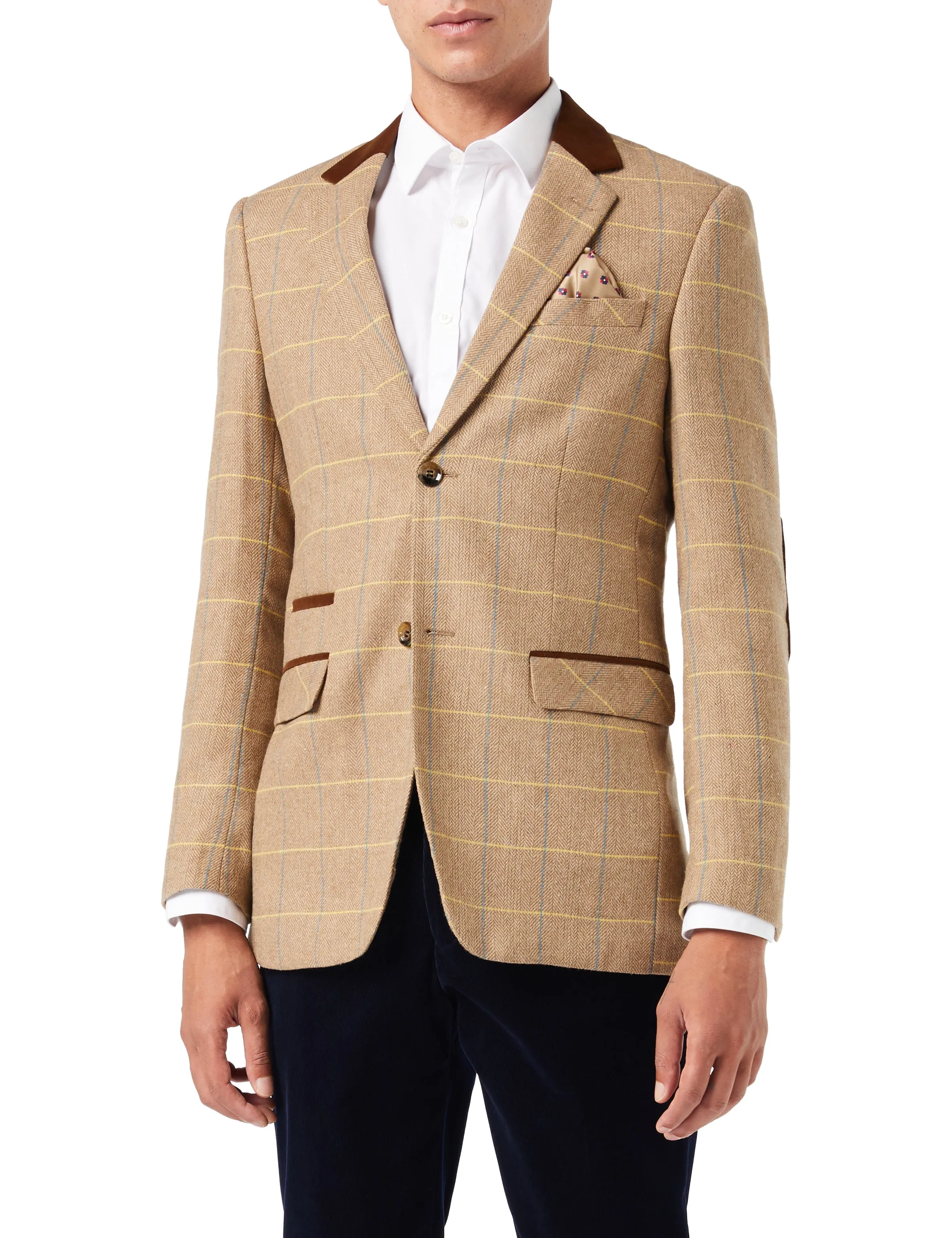 ELTON -  Light Brown Tweed Check Blazer